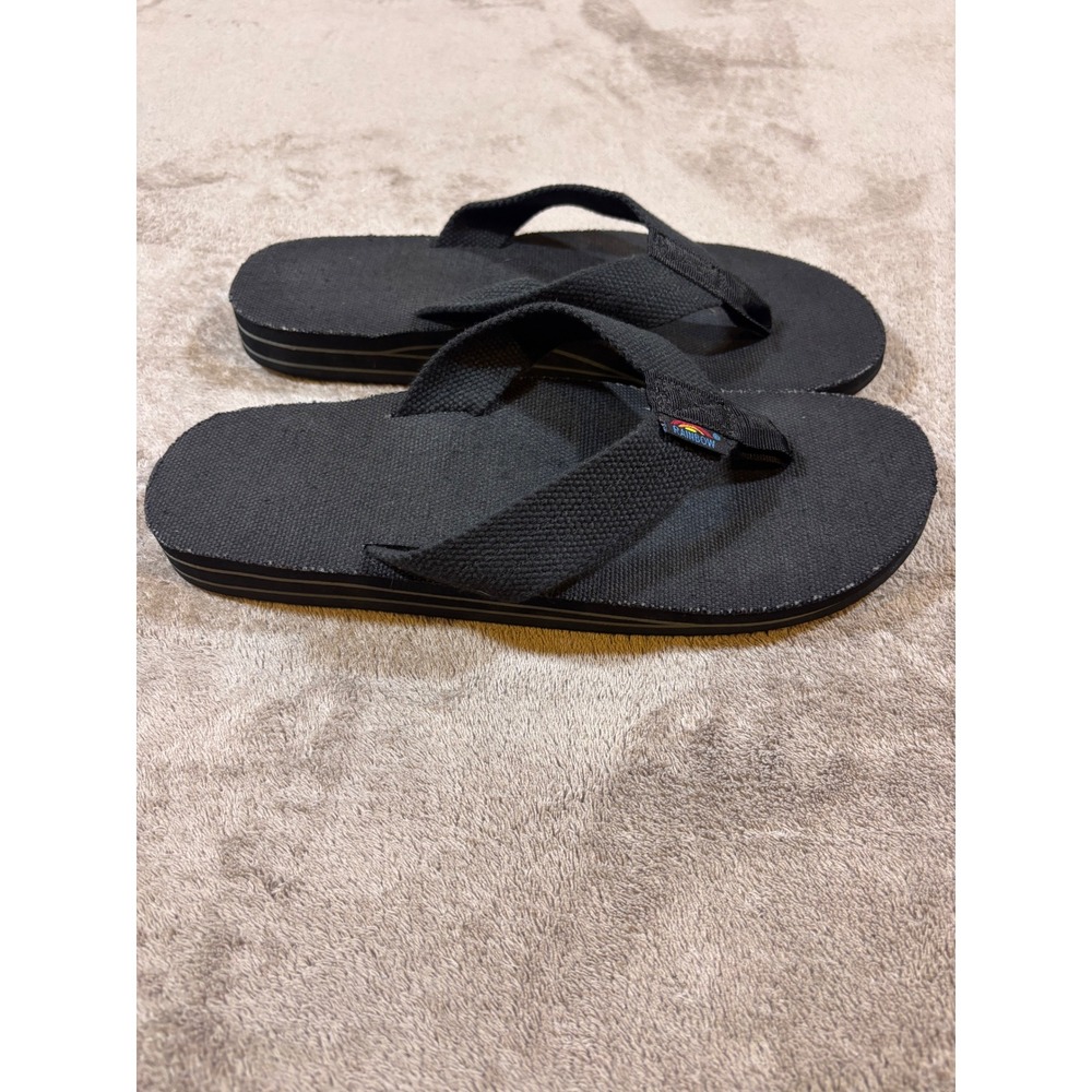 Rainbow Sandals Womens Black Textile Flip Flops Size L 7.5-8.5